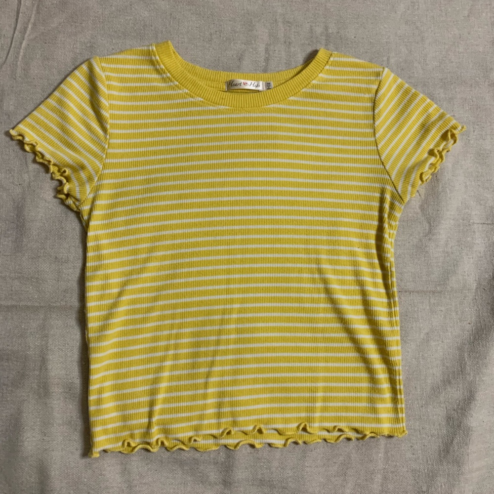 Heart & Hips Yellow Striped Crop Top